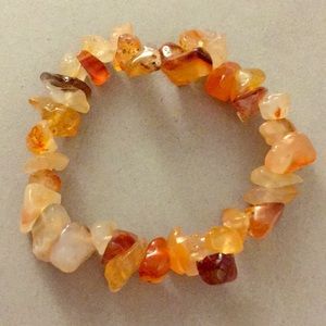 Natural Amber Crystal Gemstone Stretch Bracelet